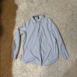 H&M Blue Striped Button Down Shirt Long Sleeve